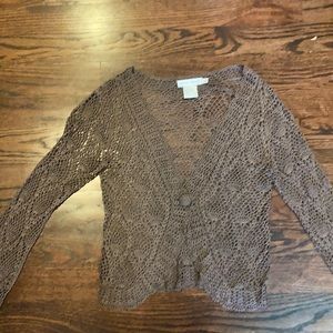 Knit jacket silky thread sexy see through day nigh